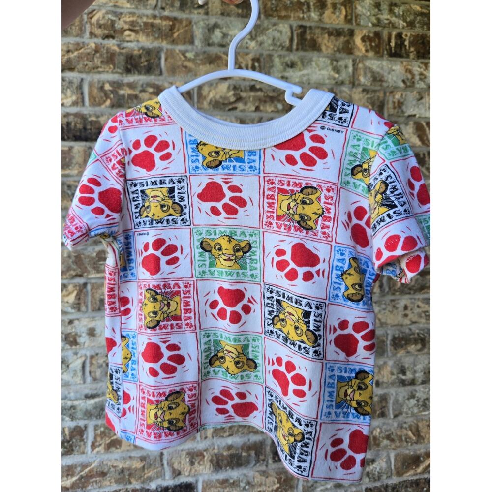 VTG 90s Disney Simba Lion King Grail Toddler Graphic Tee Paw Print 18M-2T READ